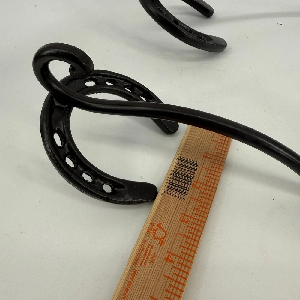 Horseshoe Wall Hooks Coat Hat Hanger Black Rustic Western Decor Set‎ of 2 Cabin